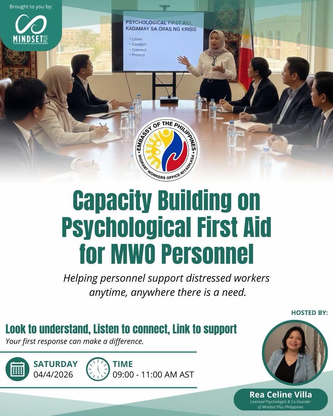 Capacity Building on Psychological First Aid for MWO Personnel